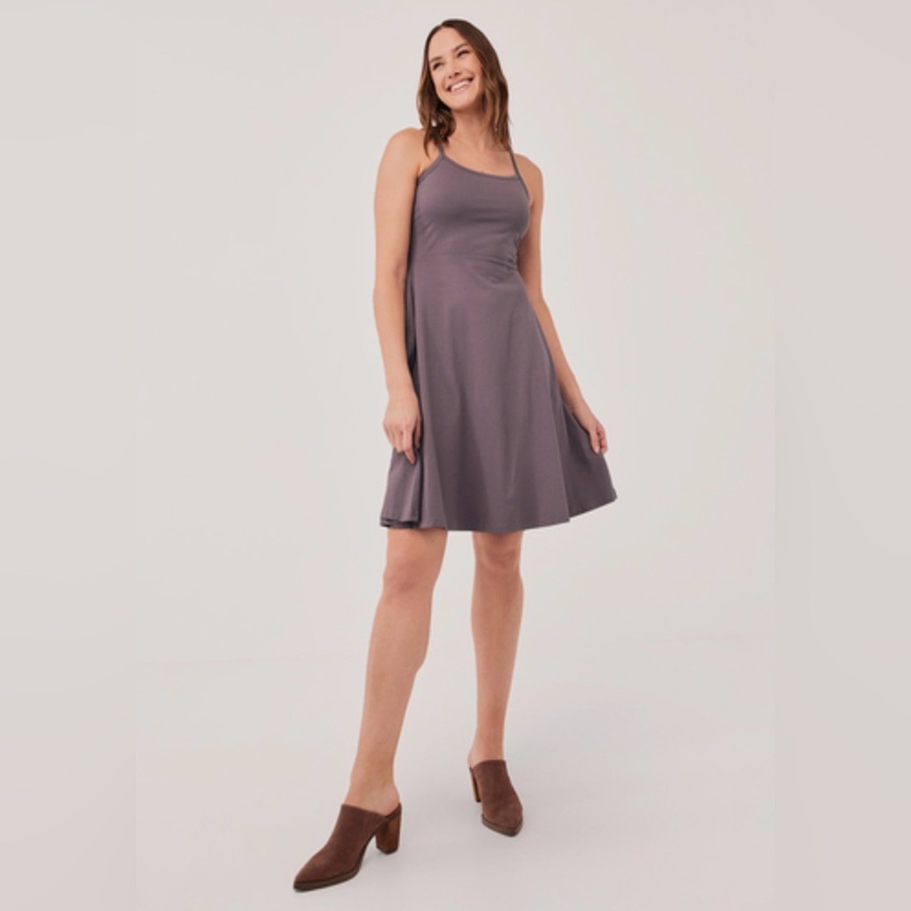 Pact Women's Vintage Violet Fit & Flare Shorty Midi Dress M
